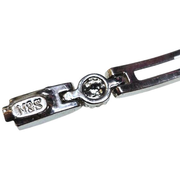 Silver Tone Wide Link Rhinestone MARKS & SPENCER Tennis Bracelet - Picture 4 of 6